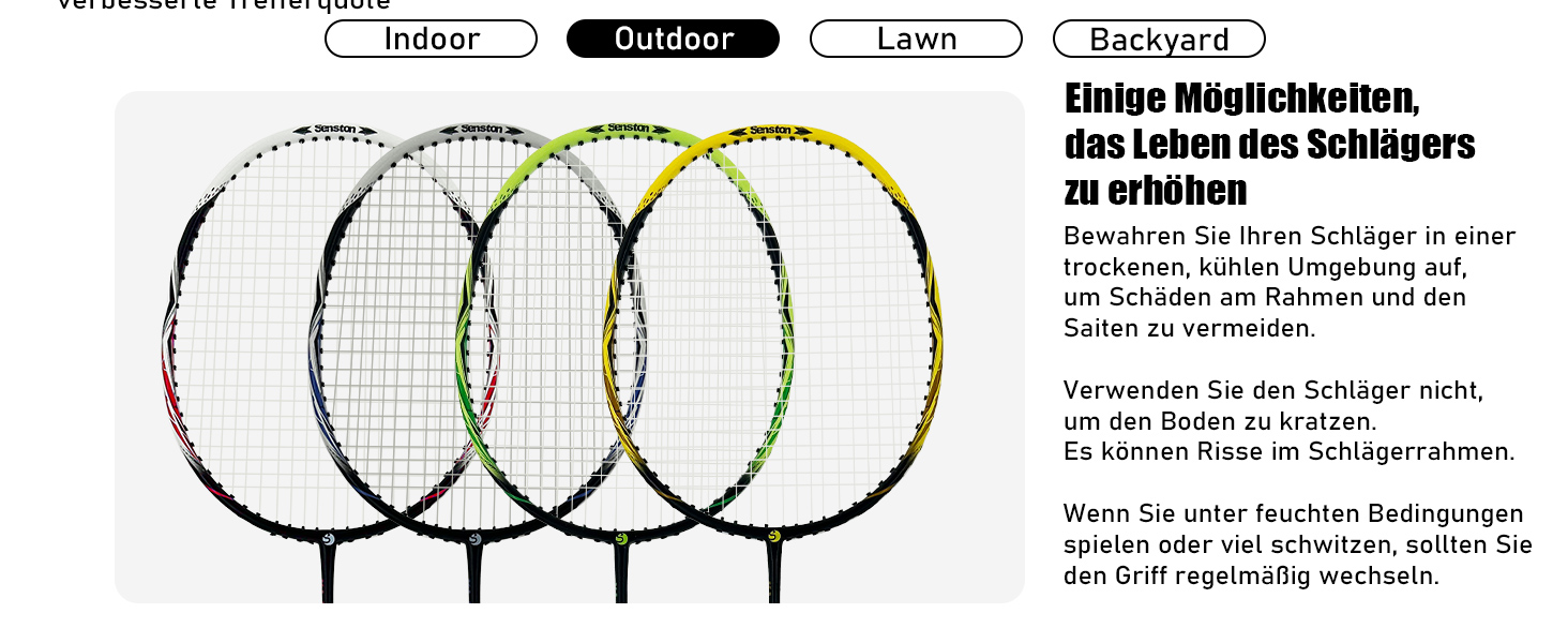 Набір для бадмінтону Senston: 2 ракетки з карбону, сумка та 6 воланів (жовто-зелений)