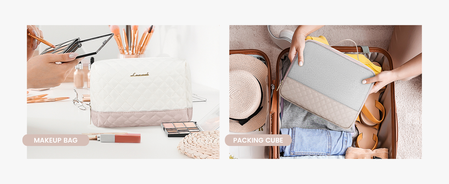 Спортивна сумка LOVEVOOK для жінок з відділенням для взуття, ручна поклажа, дорожня сумка, сумка для вихідних, дамська сумка для подорожей, клінічна сумка, сумка для пологового будинку, для спортзалу, пляжу, сауни, кемпінгу (L-2шт, Бежевий, Ніжний рожевий)