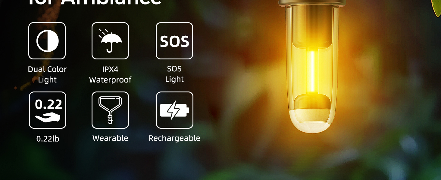 Ліхтар кемпінговий акумуляторний LED Shark з USB, IPX4, 5 кольорів, портативний, для туризму, риболовлі, надзвичайних ситуацій (чорний)