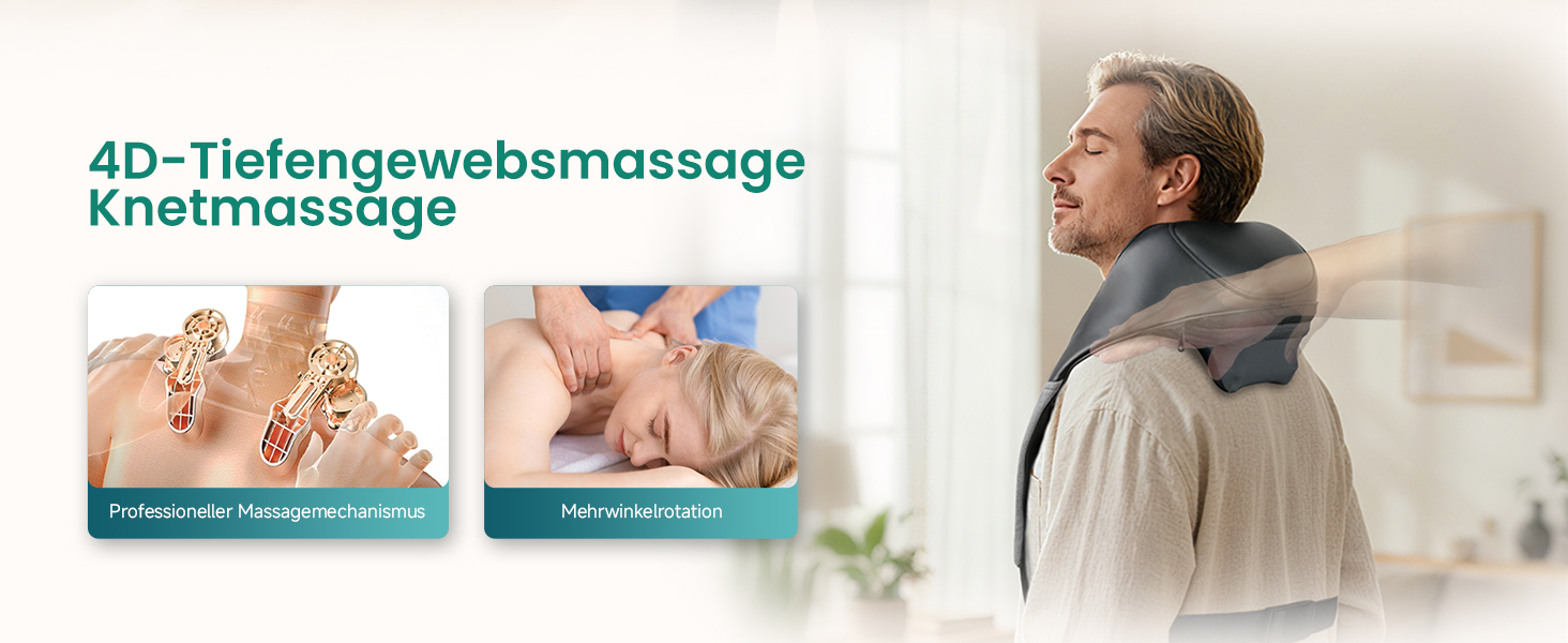 Масажер для шиї та спини Snailax Shiatsu бездротовий з підігрівом, 4D ролики, акумуляторний, USB-C, чорний