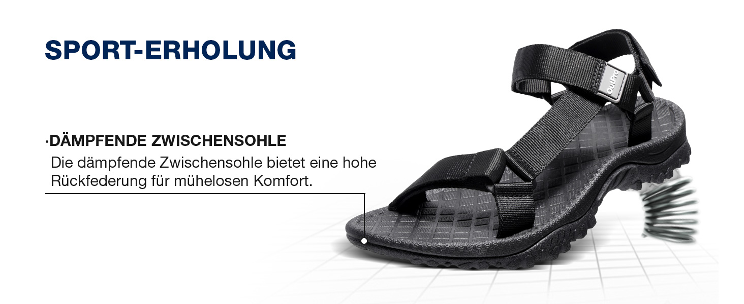 Жіночі сандалі для туризму та спорту Wander - Нековзні водостійкі сандалі для пляжу та активного відпочинку, чорні, 43 EU