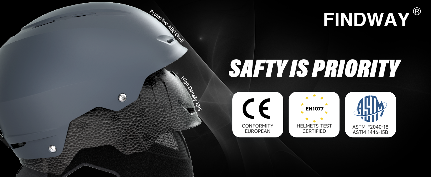 Шолом та маска для гірських лиж та сноуборду Findway, чорний. Підходить для жінок, чоловіків та підлітків