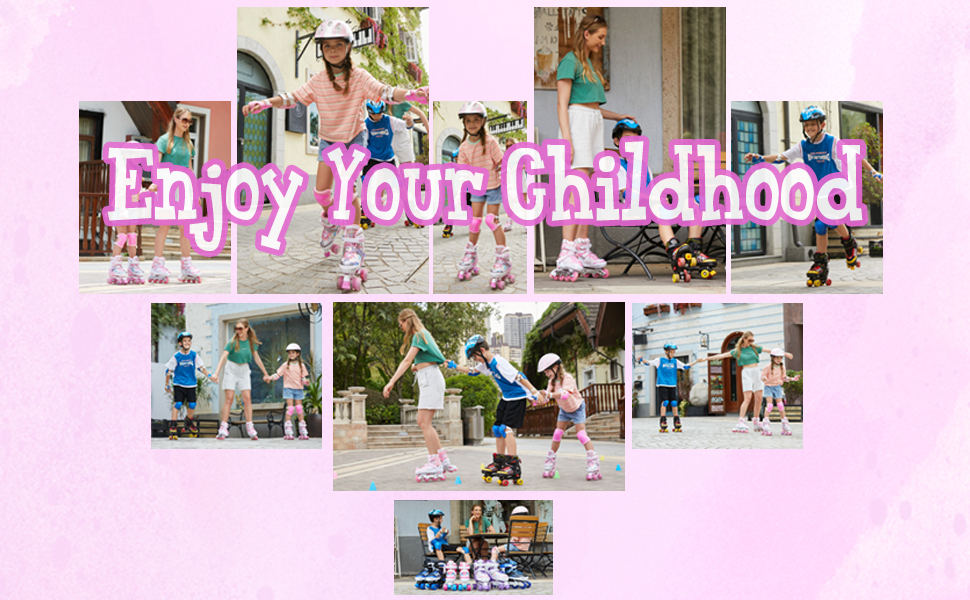 Дитячі ролики Hikole, регульовані, 4 колеса, світлові ефекти, для початківців, фіолетові