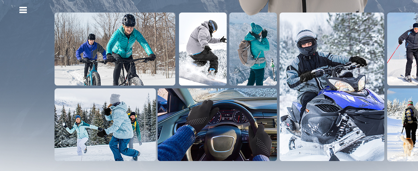 Рукавички PUIOU для чоловіків та жінок, зимові, теплі, для їзди на велосипеді, спортивні, сенсорні, чорні (XL)