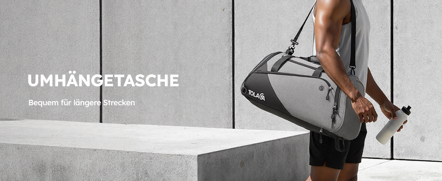 Спортивна сумка Tolaccea 47L з відділенням для взуття та мокрих речей - рюкзак, сумка для подорожей, фітнесу, тренувань (Сірий)