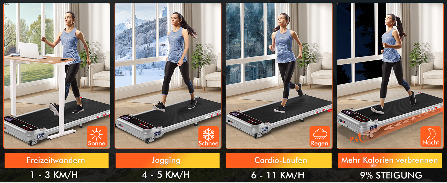 Біговий тренажер BLACK LORD X7 - Walking Pad з тихим мотором 3.0PS, до 130кг, Bluetooth, 3 рівня нахилу, антиковзаюча поверхня (Срібний)