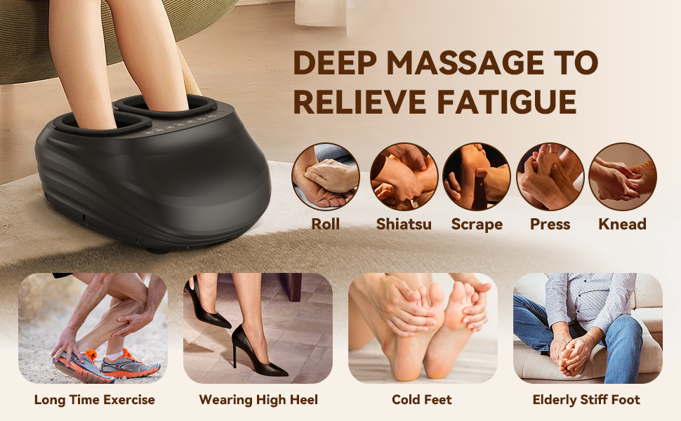 Масажер для ніг з підігрівом WERTYI Shiatsu, глибокий масаж, компресія, мульти-моди, пульт дистанційного керування, подарунок для чоловіків та жінок