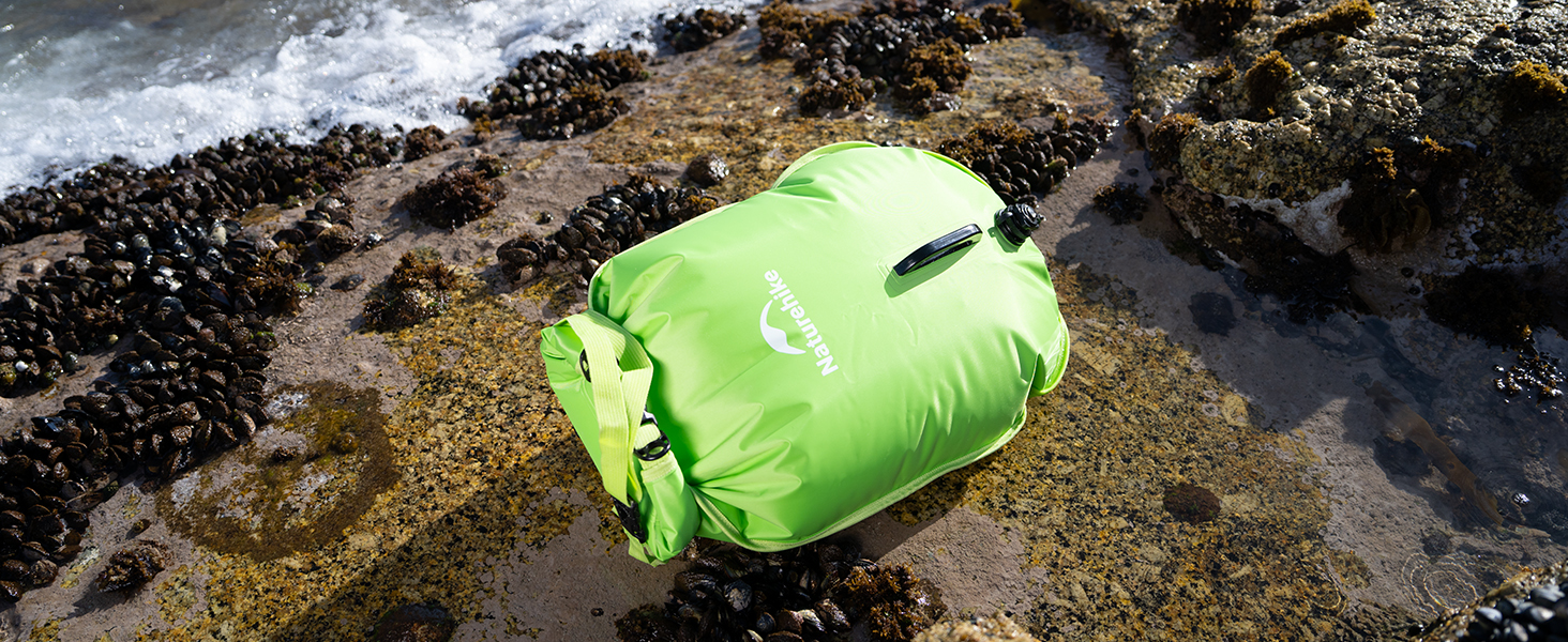 Надувна плавуча бойовка Naturehike 18L/25L з двома повітряними камерами, водонепроникний мішок, пляжна сумка з регульованим поясом для плавання та відпочинку на пляжі (Помаранчевий)