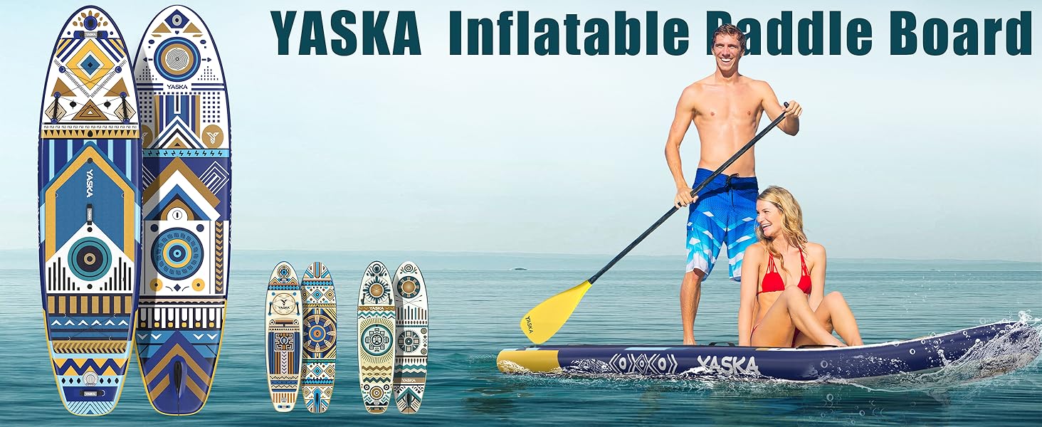 Надувні SUP-дошки YASKA - широка, стабільна конструкція з преміум аксесуарами для SUP. Підходять для дорослих (блакитний)