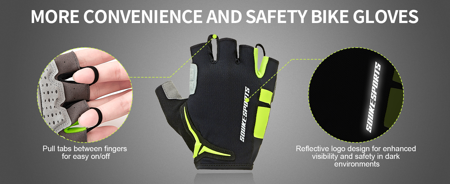 Велосипедні рукавички Souke Sports для чоловіків та жінок з гелевою підкладкою, дихаючі літні рукавички напівпальці для MTB, шосе, фітнесу, активного відпочинку, чорні, розмір S