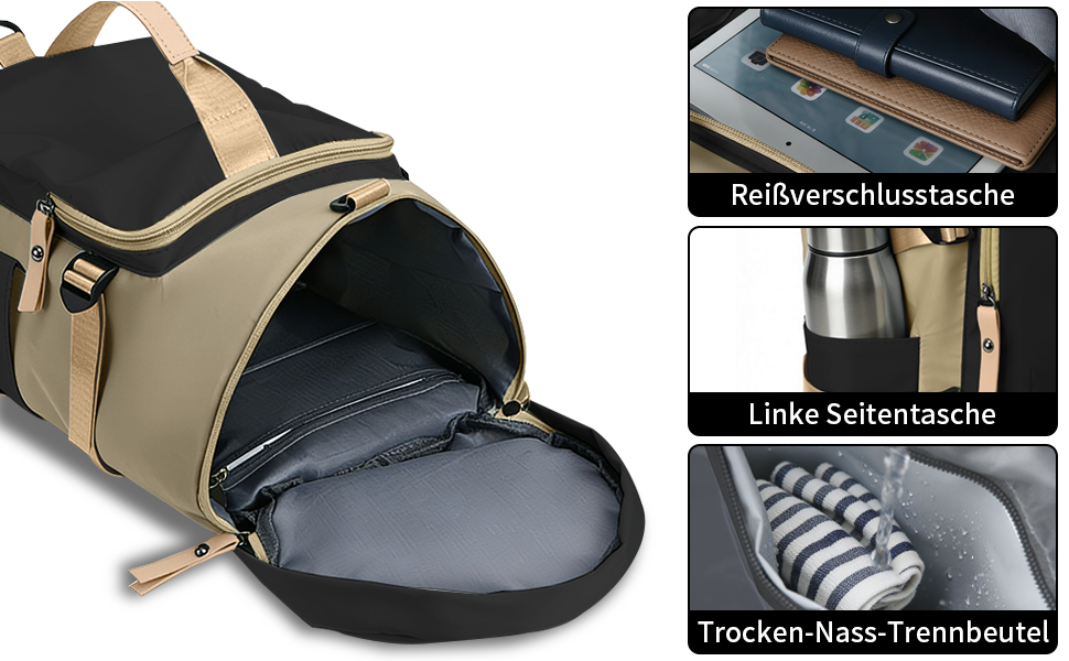 Спортивна сумка для подорожей Watproofit 28Л з відділенням для взуття та вологих речей, водонепроникна сумка-даффл для тренувань, чорно-сіра