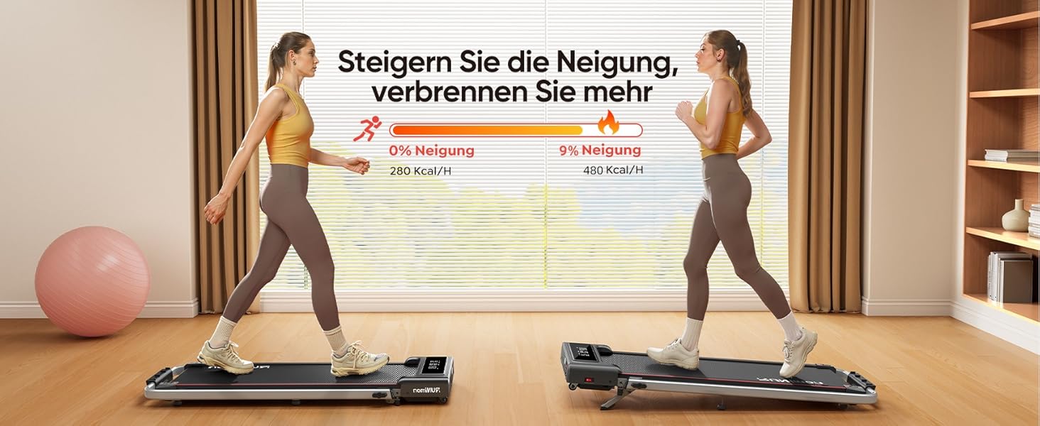 Бігова доріжка для дому 6-в-1 з регулюванням нахилу 9%, швидкість до 12 км/год, двигун 2.5 к.с., складана Walking Pad для офісу та дому, LED-дисплей, навантаження до 120 кг, сріблясто-чорна