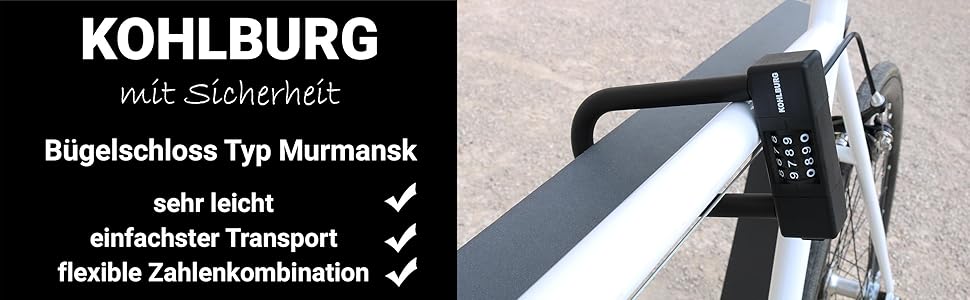 Замбік на колісницю KOHLBURG Bügelschloss з цифровим кодом - надійний замок 11 мм для велосипеда, електровелосипеда та шосе