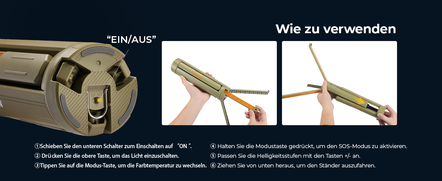 Ліхтар кемпінговий BougeRV 15600mAh, перезарядна лампа для кемпінгу, регульована висота та кут, IP54, водонепроникний, для кемпінгу, подорожей, надзвичайних ситуацій, зелений