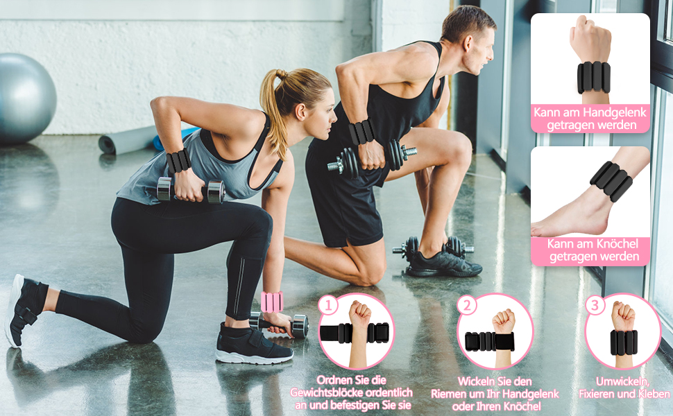 Важкі манжети на зап'ястя Omtofo, 2 шт (по 0,45 кг), регульовані, для йоги, танців, пілатесу, аеробіки, кардіо, ходьби, зелені (чорні)