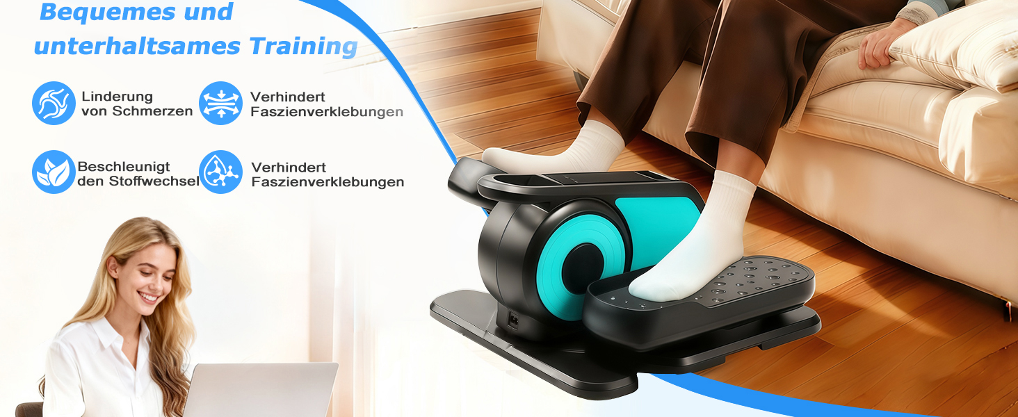 Еліптичний тренажер під стіл EM-03: електричний велотренажер для сидіння з пультом, міні-степер, регульована швидкість, для людей похилого віку та дорослих (блакитний)