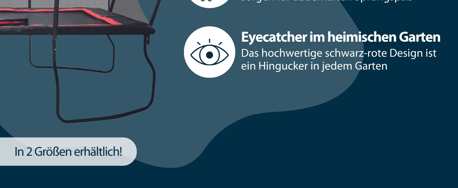 Батут HUDORA 4square 244x366/215x305 см - великий прямокутний для активного відпочинку, до 120 кг, сімейний, висока пружність, якісний