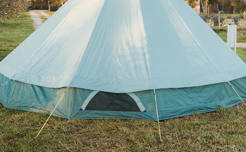Намет JUSTCAMP Bell Tipi для сім'ї та групи - 4 розміри (4-12 осіб) - водонепроникний (3000 мм) - з висотою у стоячи положення - 2 кольори (сірий, м'ятний) 4 особи - сірий