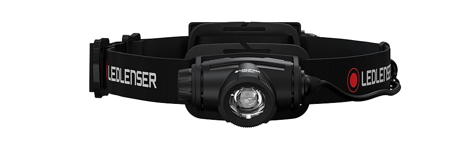 Ліхтар налобний LED Ledlenser H5R Core, 350 люмен, водонепроникний IP67, регульований, поворотний, з плавним регулюванням яскравості, 2xAA батарейки, дальність освітлення 160м, з батарейками