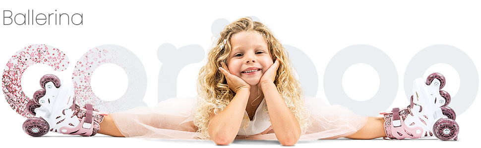 Дитячі ролики Cariboo для початківців, регульовані, 2 розміри, з навчальними колесами, рожеві, для дівчаток, балерина (31-35, рожево-сливовий)