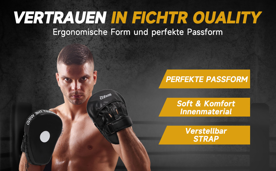 Боксерські подушки Pratzen для MMA, кікбоксингу, карате, тайського боксу, тхеквондо (чорні)