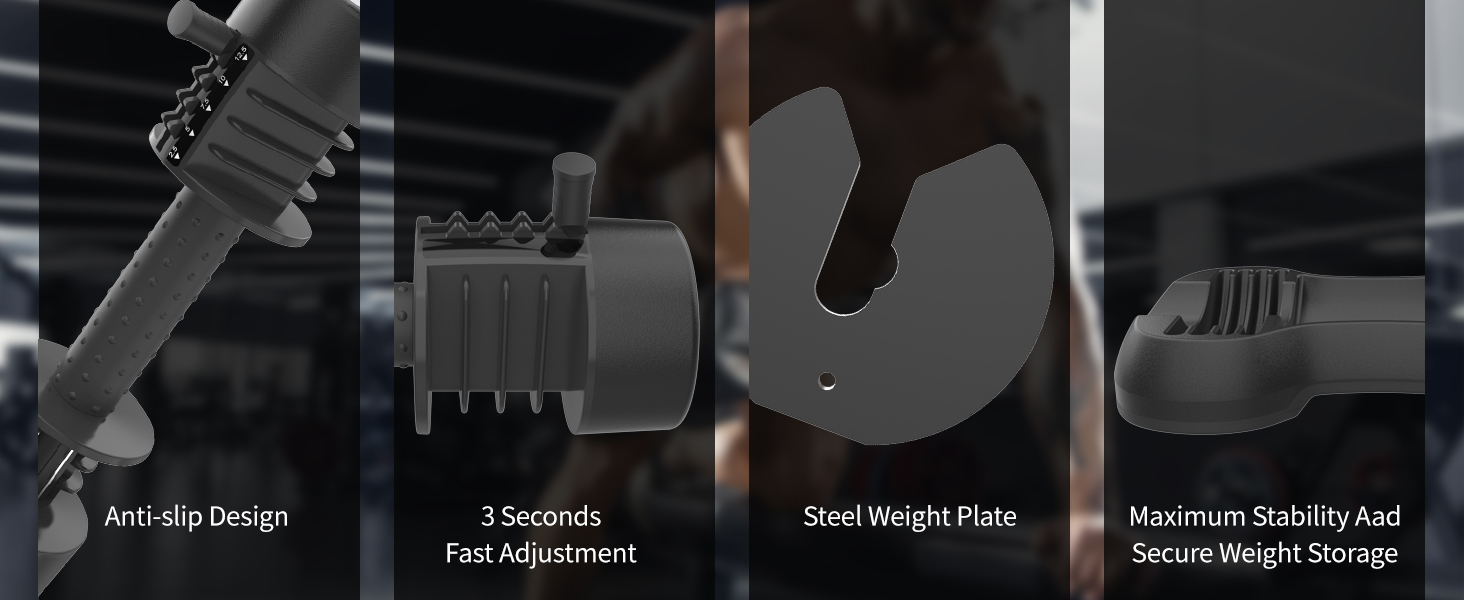 Регульовані гантелі ATIVAFIT - гантелі з антиковзним покриттям та підставкою, для дому, фітнесу та тренувань (1/2 шт.)