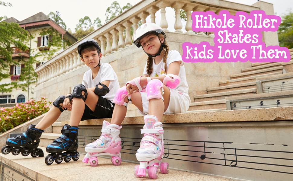 Дитячі ролики Hikole, регульовані, 4 колеса, світлові ефекти, для початківців, фіолетові