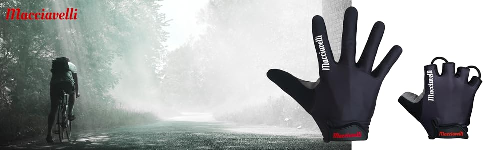 Велосипедні рукавички MACCIAVELLI - MTB, унісекс, сенсорний екран, чорні