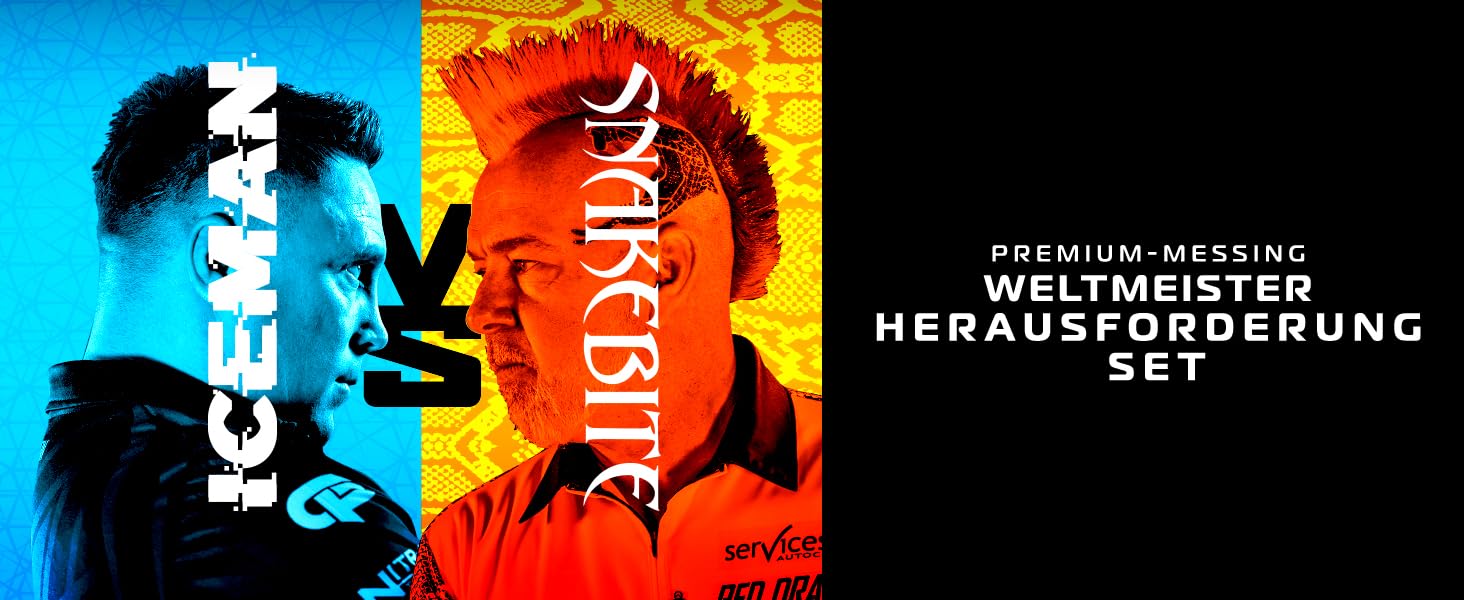 Набір дротиків сталевих RED DRAGON Peter Wright 'Snakebite' vs Gerwyn Price 'Iceman' з латунними наконечниками, пір'ями та стеблами
