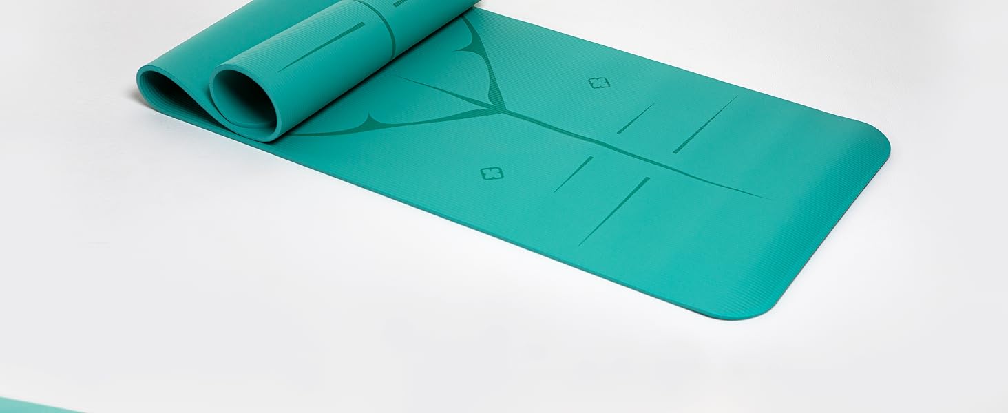 Йога мат для занять йогою, пілатесом та силовим тренуванням - німецької розробки, з неслизькою поверхнею та захистом суглобів, 2 товщини (1,0 та 1,5 см), м'яка спортивна килимок для гімнастики, туркіс