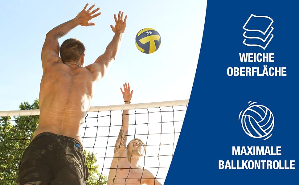 Волейбольний м'яч NAJATO Sports – Міцний пляжний волейбольний м'яч розміру 5 – Для гри на відкритому повітрі та в приміщенні, жовтого та синього кольорів