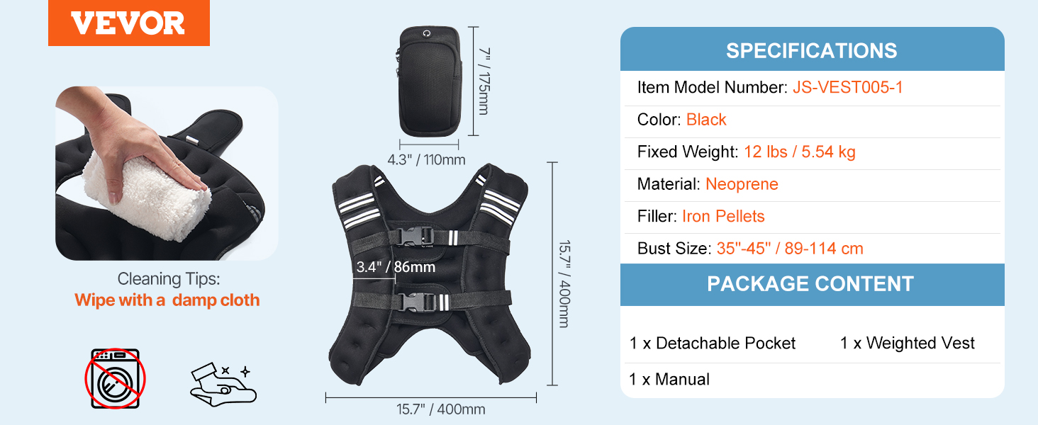 Вагова жилетка VEVOR 5.4 кг з світловідбиваючими смугами, регульована пряжка, для чоловіків та жінок, для силових тренувань, бігу, фітнесу, схуднення