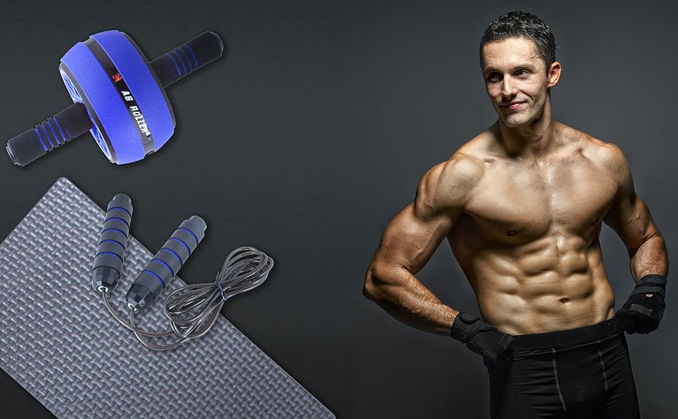 Набір для дому Calma Dragon 2-в-1: ролер для пресу та скакалка, фітнес-тренажер, червоний