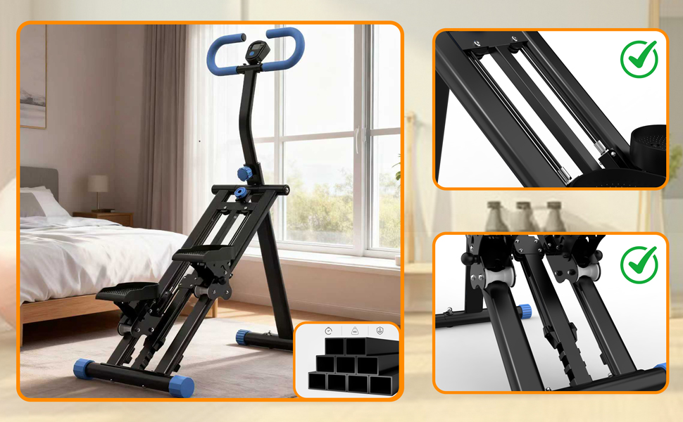 Сходи-степер з регульованим опором для дому – тренажер для кардіотренувань з LCD-дисплеєм та компактним дизайном | Ідеально для домашнього спортзалу, квартири та офісу, чорний