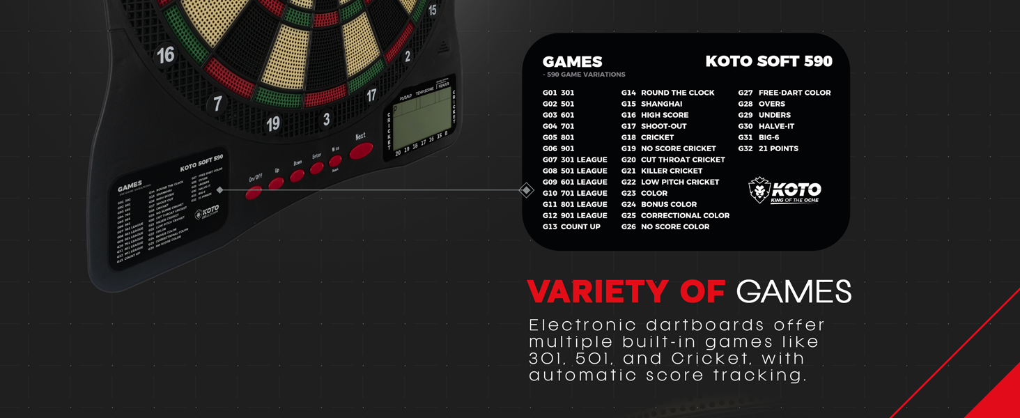Електронний дартс soft 590, 6 дротиків, 32 гри, 590 варіантів