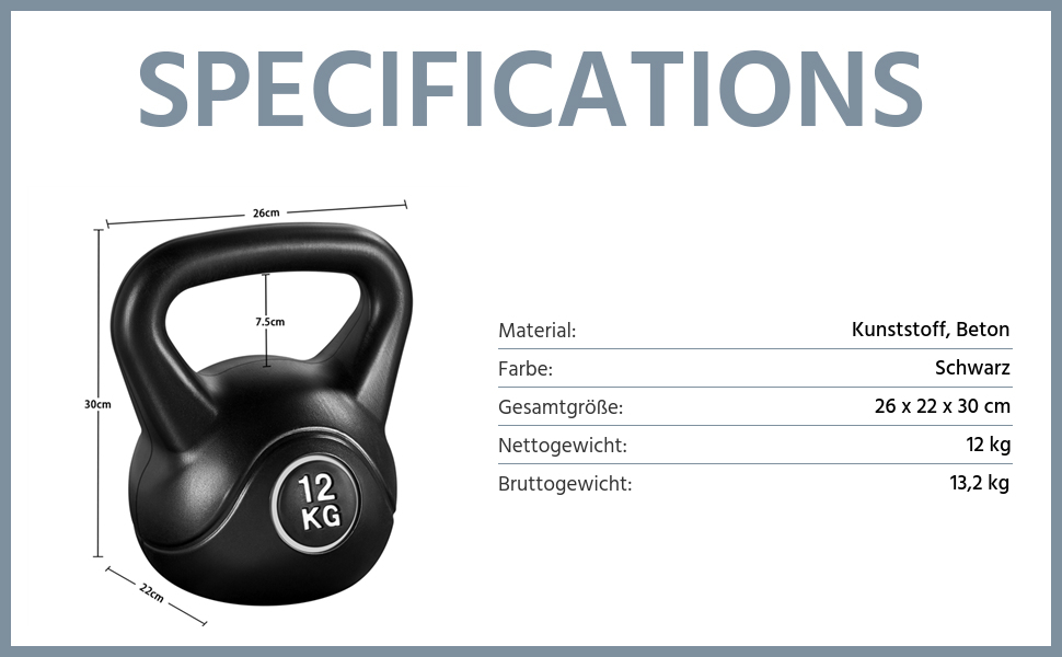 Гиря Yaheetech Kettlebell Sport з пластиковим покриттям 6-20 кг Обважнювачі для махових гантелей Гантель для силових тренувань і кросових тренувань (12,0 кілограмів)