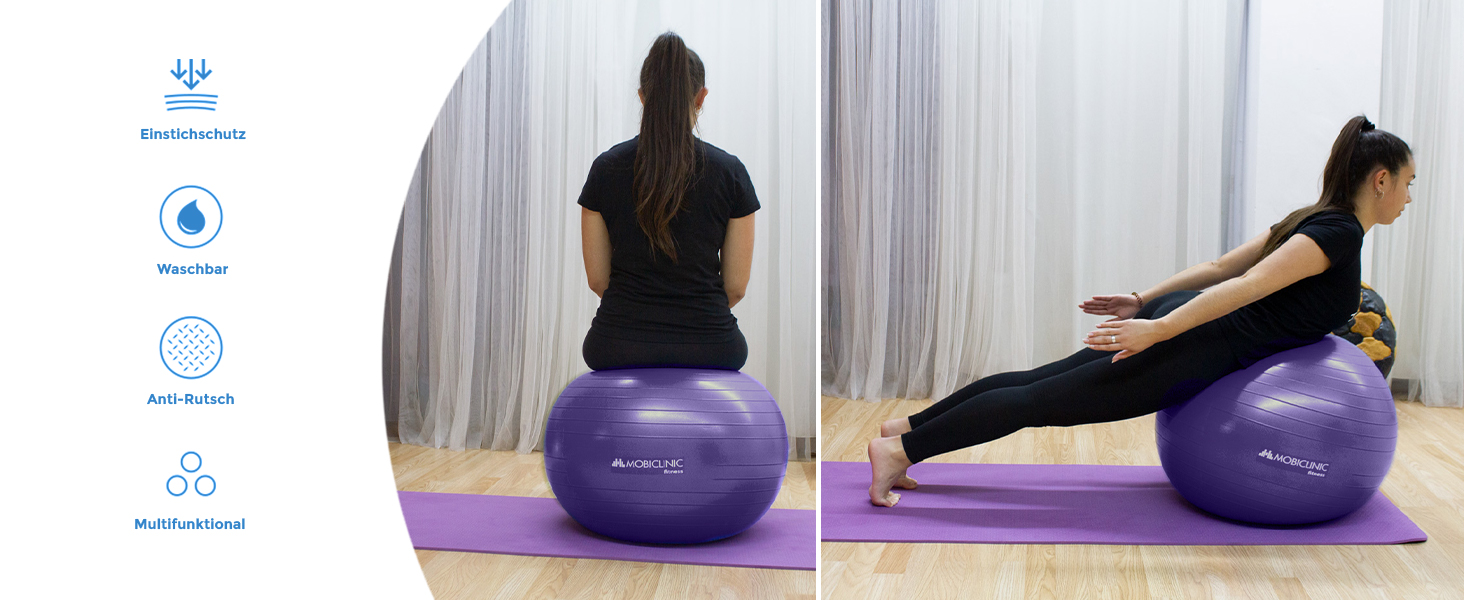 Фітнес-м'яч Mobiclinic Gymnastikball 58 см, синій - для тренувань, з насосом
