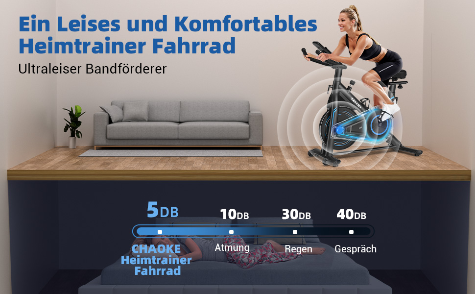 Велотренажер Heimtrainer CHAOKE з додатком, професійний ультра-тихий магнітний ергометр для дому з V-стабільною рамою, м'яким дихаючим сидінням, вантажопідйомність до 160 кг
