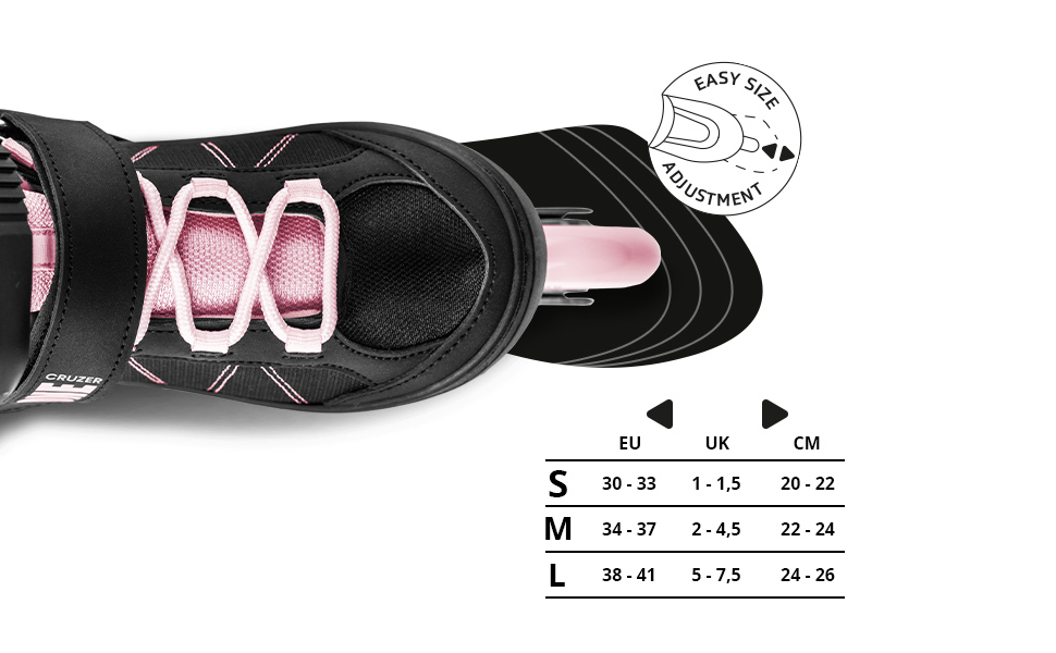 Movino Cruzer One: регульовані ролики для дітей (38-41) рожеві