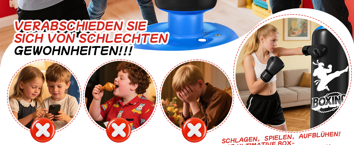 Дитячий боксерський мішок Ninonly з рукавичками, 160 см, посилений PVC, для карате, таеквондо, чорний та синій