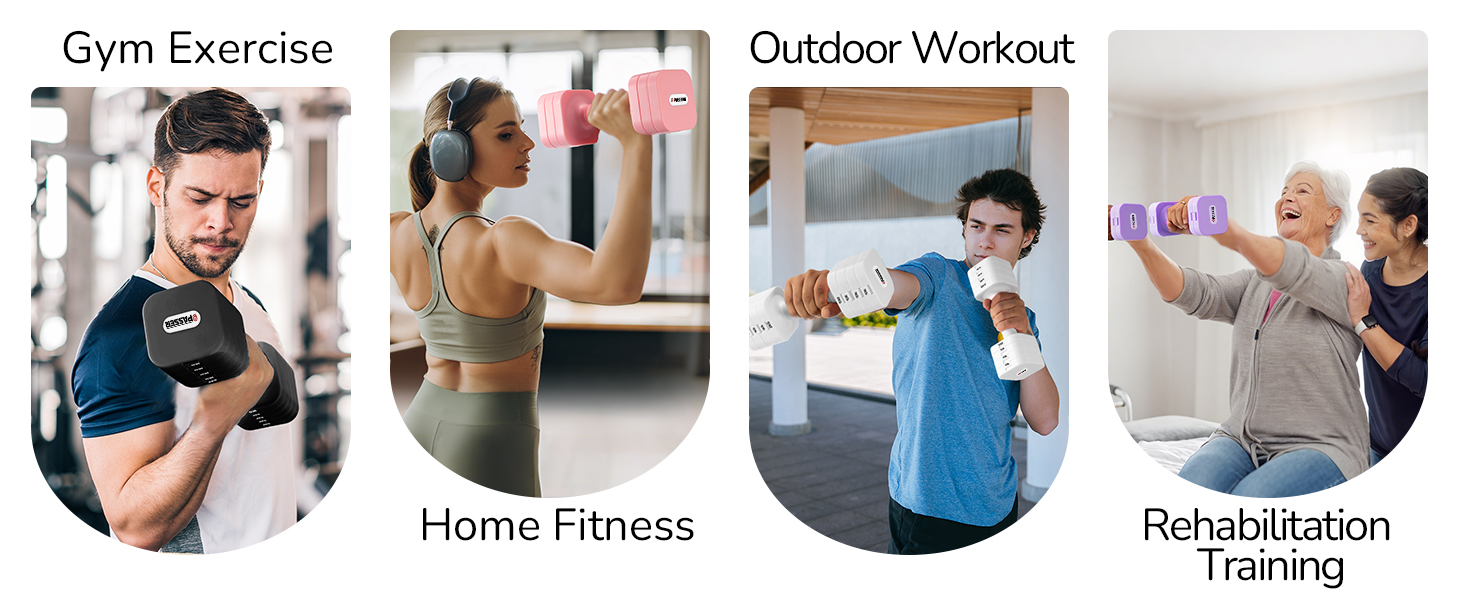 Набір гантелей 20 кг, регульовані, 5-в-1, для фітнесу, дому, силових тренувань (2/4/6/8/10 кг), чорний