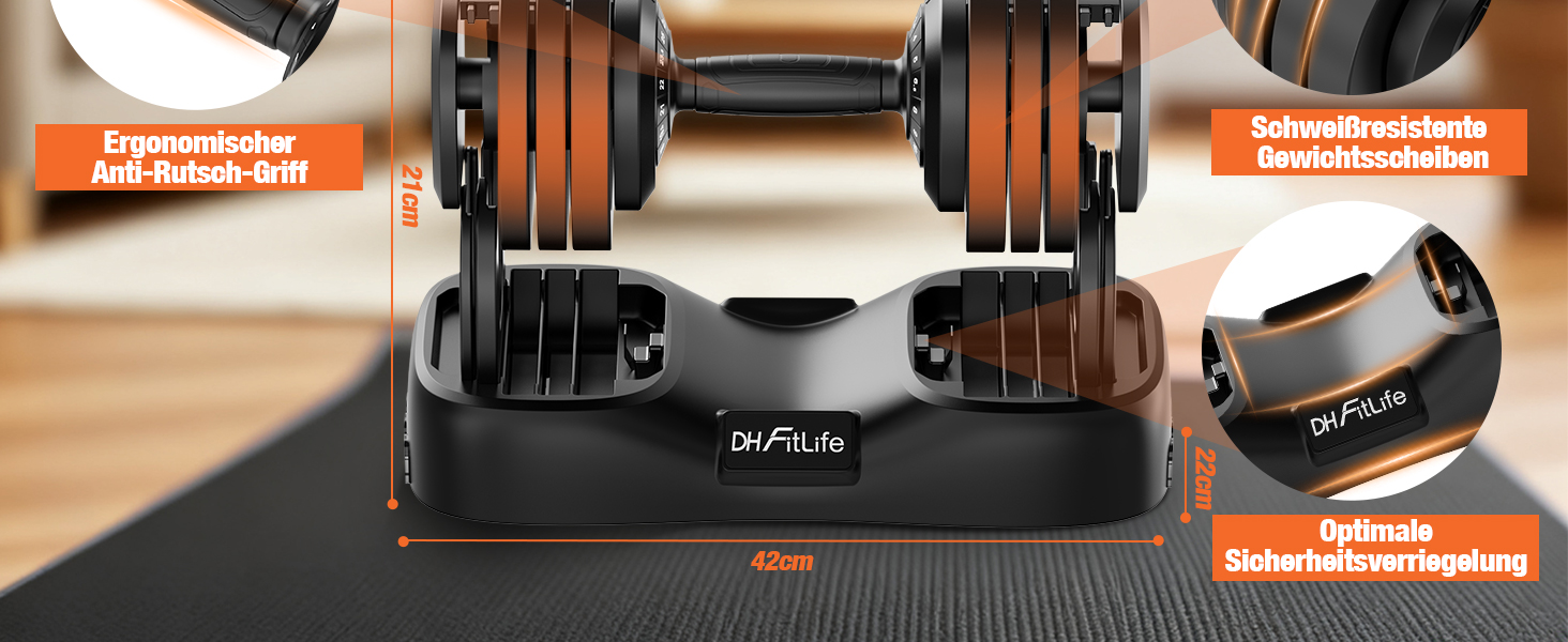 Регульований набір гантелей DH FitLife 2026 від 2,5 до 25 кг, 18 рівнів ваги, професійний комплект гантелей для чоловіків та жінок