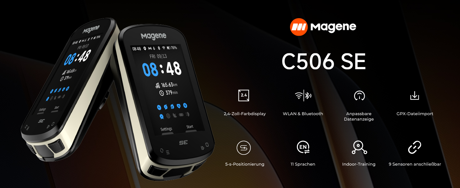Велокомп'ютер Magene C506SE GPS бездротовий з навігацією, 2.4