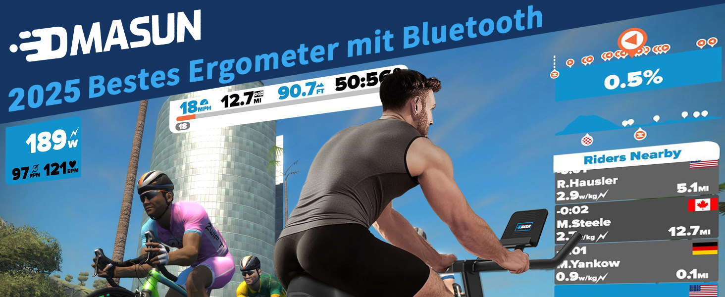 DMASUN Hometrainer: Електричний велотренажер з магнітним опором, для дому, блакитний, до 160 кг, сумісний з додатком