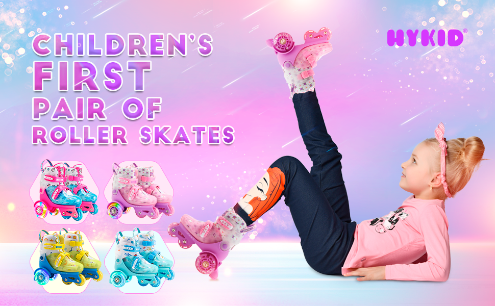 Дитячі ролики для дівчаток, 4 розміри, регульовані, безпечні, з дихаючим матеріалом, квіткові, EU 28-32