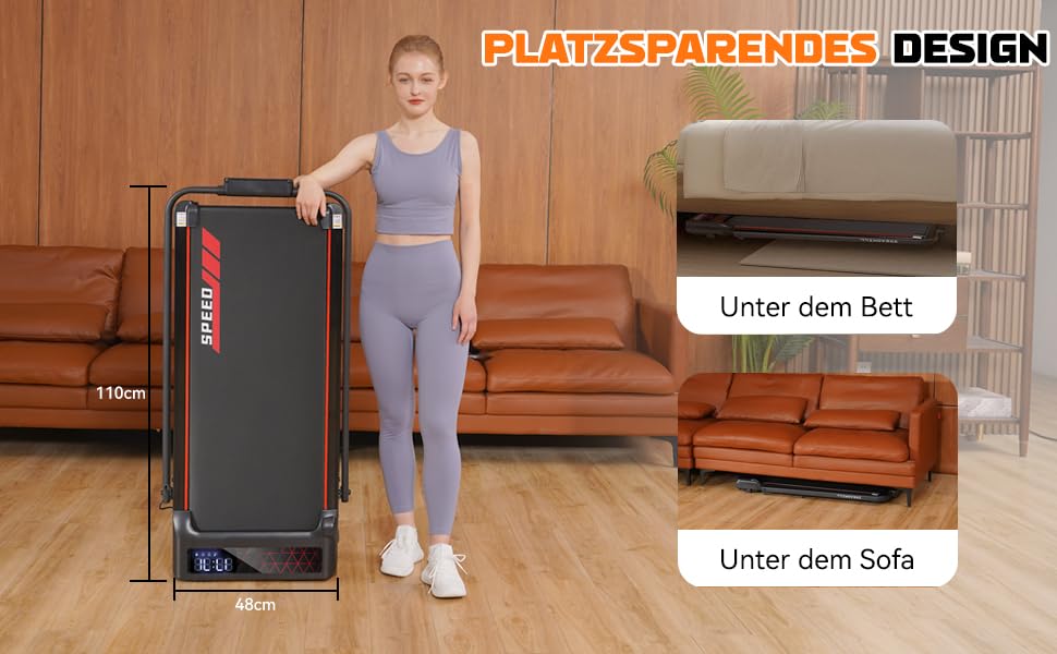 Біговий тренажер RAOO MIN для дому, 1-12 км/год, двигун 2.25HP, складаний біговий килимок 2 в 1 з пультом ДУ/LED-дисплеєм, підставка для телефону. Чорний