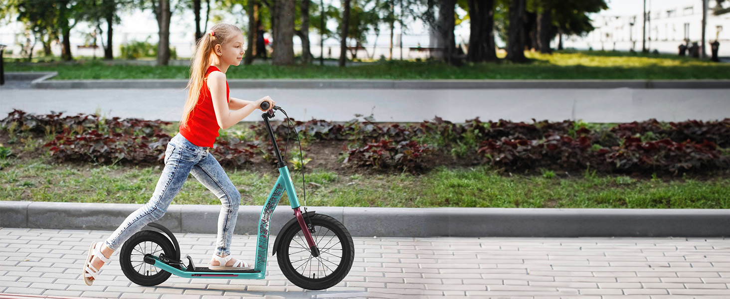 Самокат дитячий STAR SCOOTER City Kick Scooter 16 дюймів, з пневматичними колесами, регульована висота, чорний