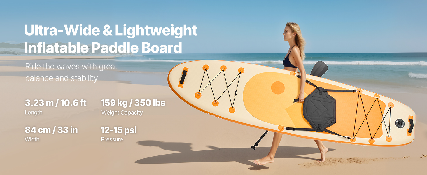 Надувний SUP VEVOR Stand Up Paddle Board (323/335см) з аксесуарами: насос, весло, рюкзак, ремнабір, кишенька для телефону. Підходить для дорослих та дітей.