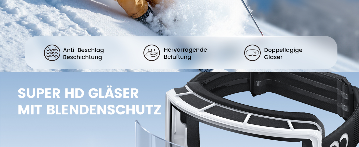 Ламікалл Скі-маска для жінок та чоловіків, сноуборд маска OTG - антизапітніння, дзеркальна, для носіння з окулярами, захист від ультрафіолету UV400, захист від відблисків, білий/срібний каркас (VLT: 8%)