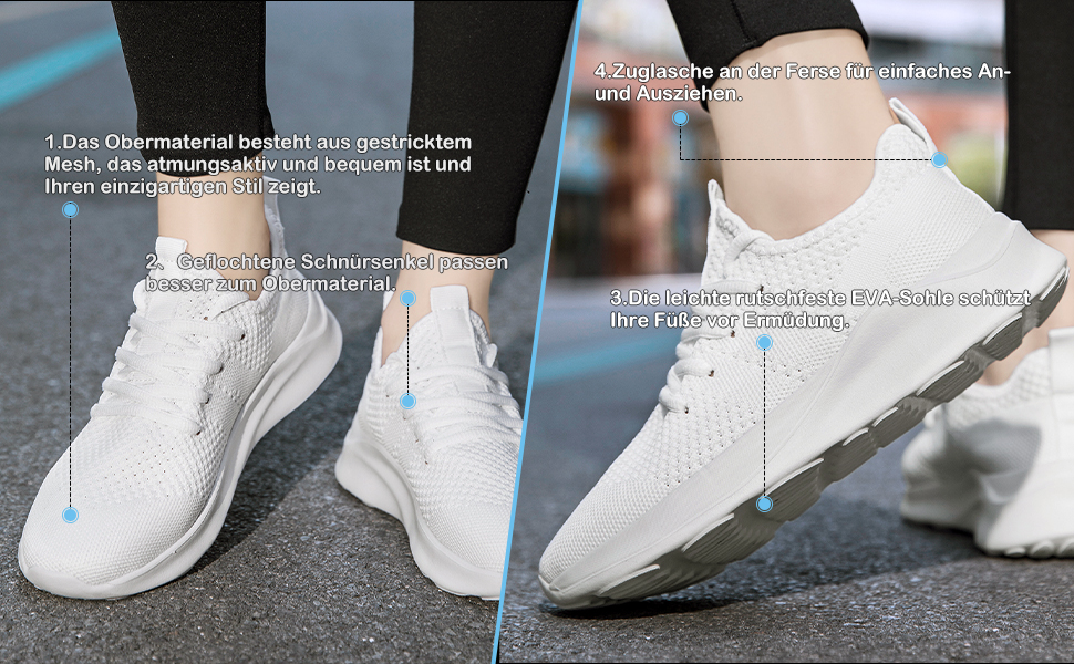 Жіночі кросівки Damen для бігу, тенісу та активного відпочинку, білі, 43 EU, дихаючі, легкі, з антиковзким протектором